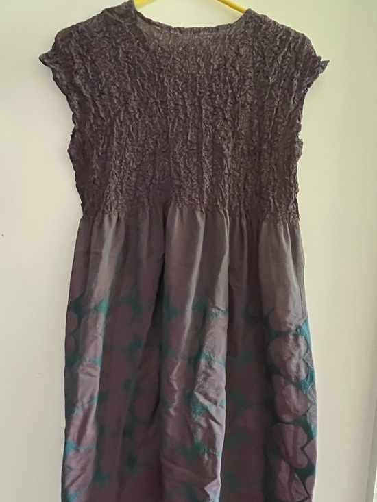 Issey Miyake Dresses & Skirts - Issey Miyake Light Purple Party Dress with Teal Pattern